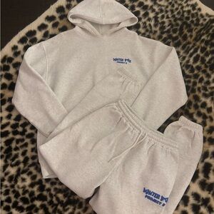 White Fox Gray Hoodie and Sweat Set